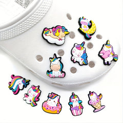 18PCS Unicorn Shoe Charms For Bubble Slides Sandals PVC Shoe Decor