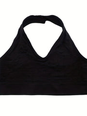 Solid Halter Crop Top Seamless Backless All-match Top Women's Lingerie