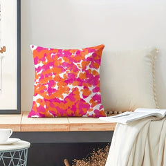 Colorful Girly Hot Pink Fuchsia Orange Pillow Cover 45x45cm Hidden Zipper