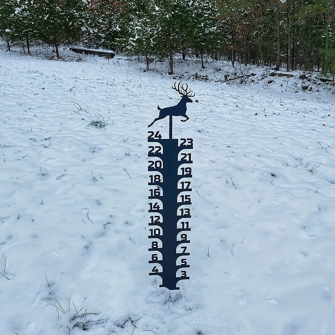 Elk Snow Gauge Garden Stake Christmas Deer Metal Snow Depth Measuring Ruler