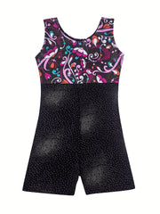 Girls Sleeveless Gymnastics Suit Compression Bodysuit