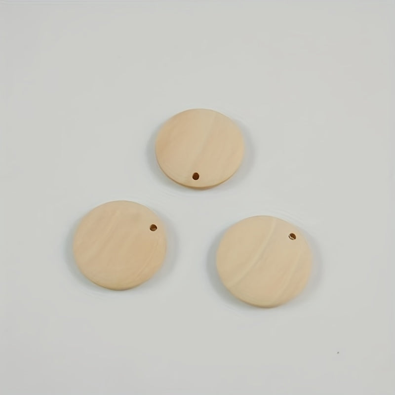 20pcs 30MM Wood Chip Keychain Round Wood Chip Ornament Earrings
