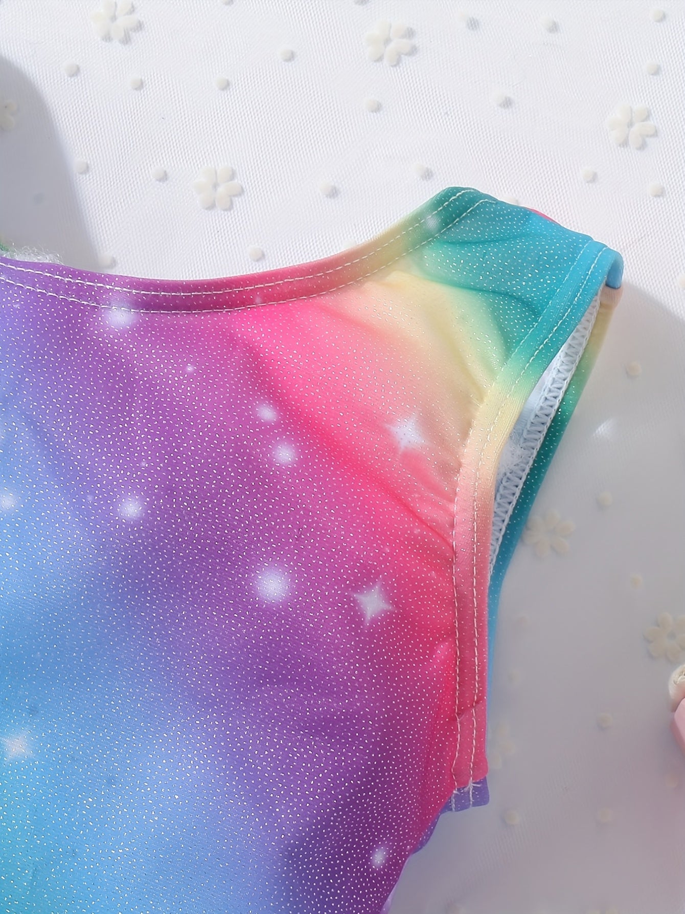 Girls Rainbow Swimsuit Romper Gymnastics Dance Biketards