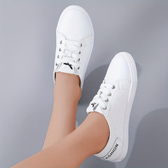 Women's Lace-Up Flat Sneakers Low Top Walking Shoes