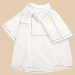 Boys Stylish Creative Shirt Casual Lightweight Comfy Short Sleeve Lapel Tee Tops