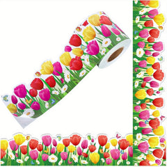 60Ft Floral Bulletin Border Paper Trim Sunflower and Tulip Classroom Display