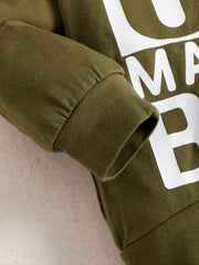 2pcs Boys Hoodies Sweatpants Set Letter Print Long Sleeve Hooded Sweatshirt Stri