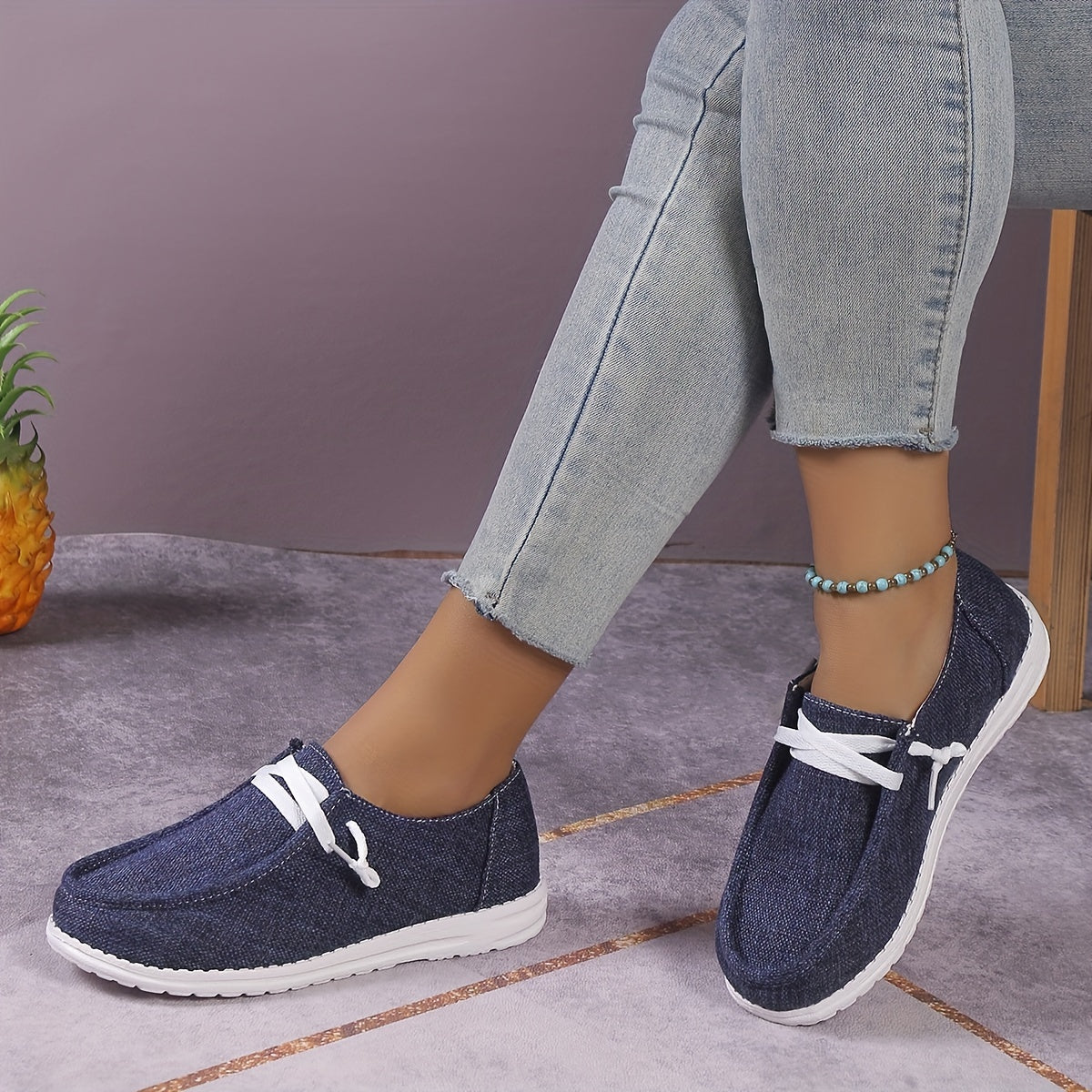 Women's Canvas Lace Up Sneakers Lightweight Shoes