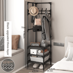 Standing Coat Rack with Storage Shelves & Hooks for Foyer, Living Room, Bathroom