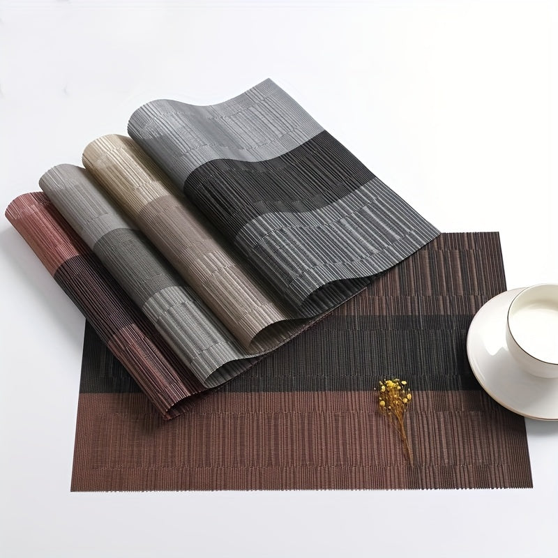 PVC Striped Woven Placemats - Reusable Table Mats - Heat Insulation Pads