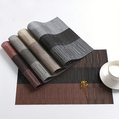 PVC Striped Woven Placemats - Reusable Table Mats - Heat Insulation Pads