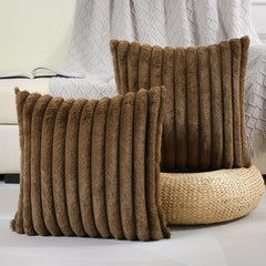 2pcs Double sided Faux Fur Plush Throw Pillow Covers