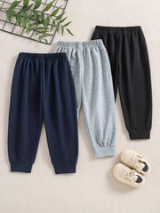 3pcs Boys Solid Active Sweatpants Jogger Sports Pants Kids Clothing