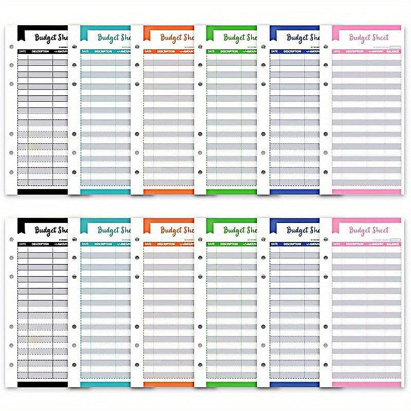 12pcs A6 Budget Cash Envelope Core 6 Colors Finance Management