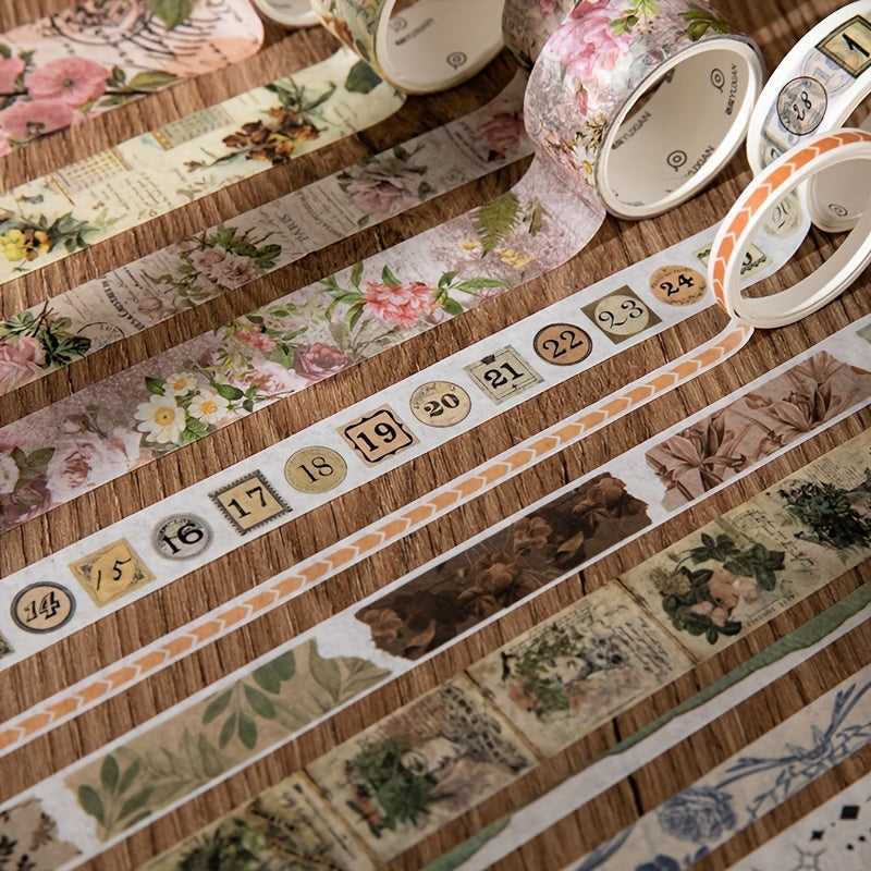 Box Plant Flower Butterfly Maps Washi Paper Tape for DIY Journaling