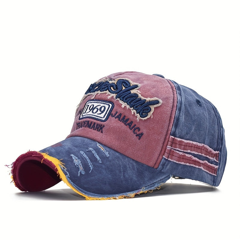 Unisex Sunshade Distressed Baseball Cap With Embroidery