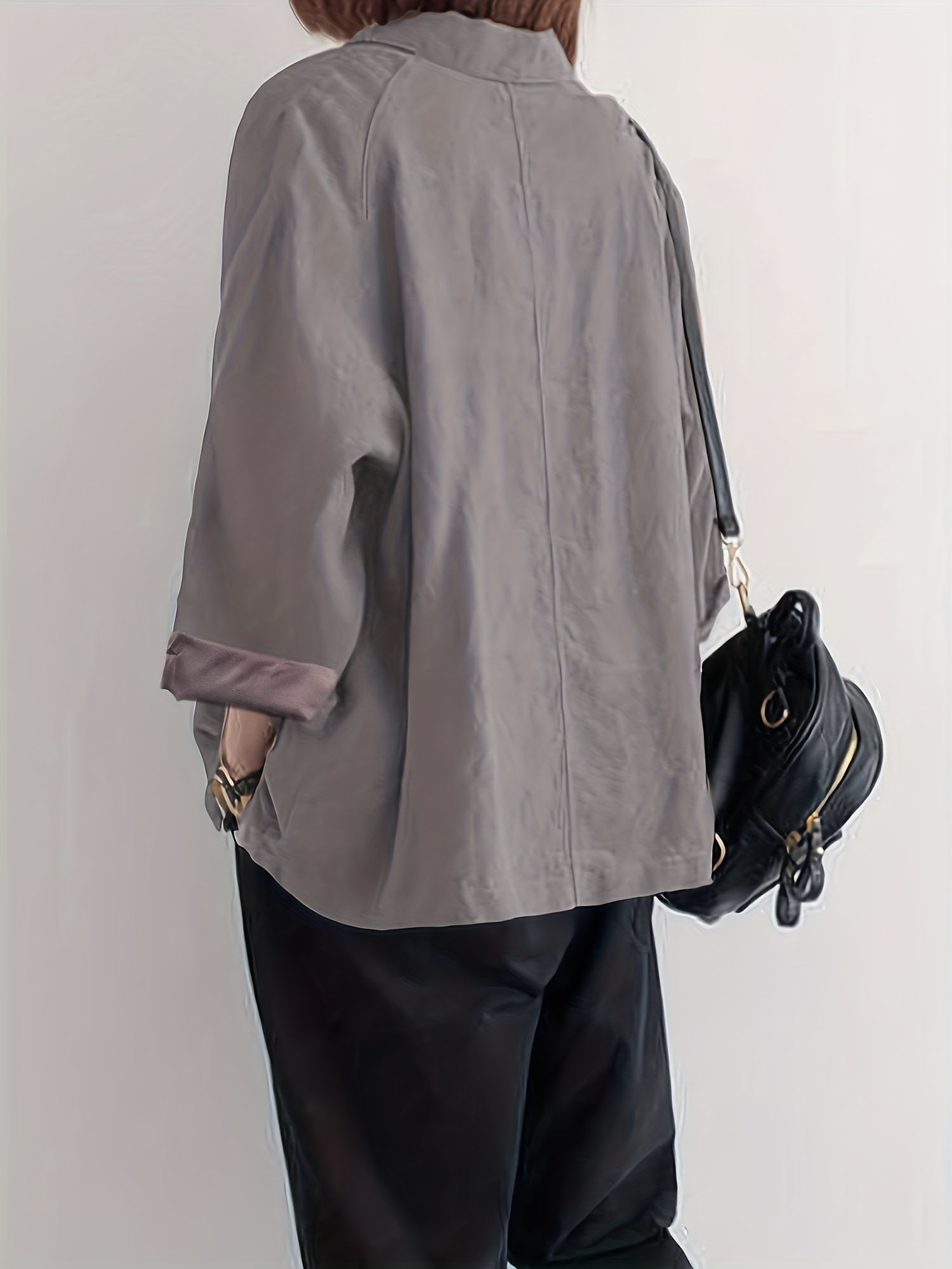 Button Front Long Sleeve Jacket Women's Outerwear