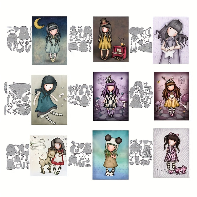 1pc Little Girl Metal Cutting Dies for Greeting Card Topper Scrapbooking