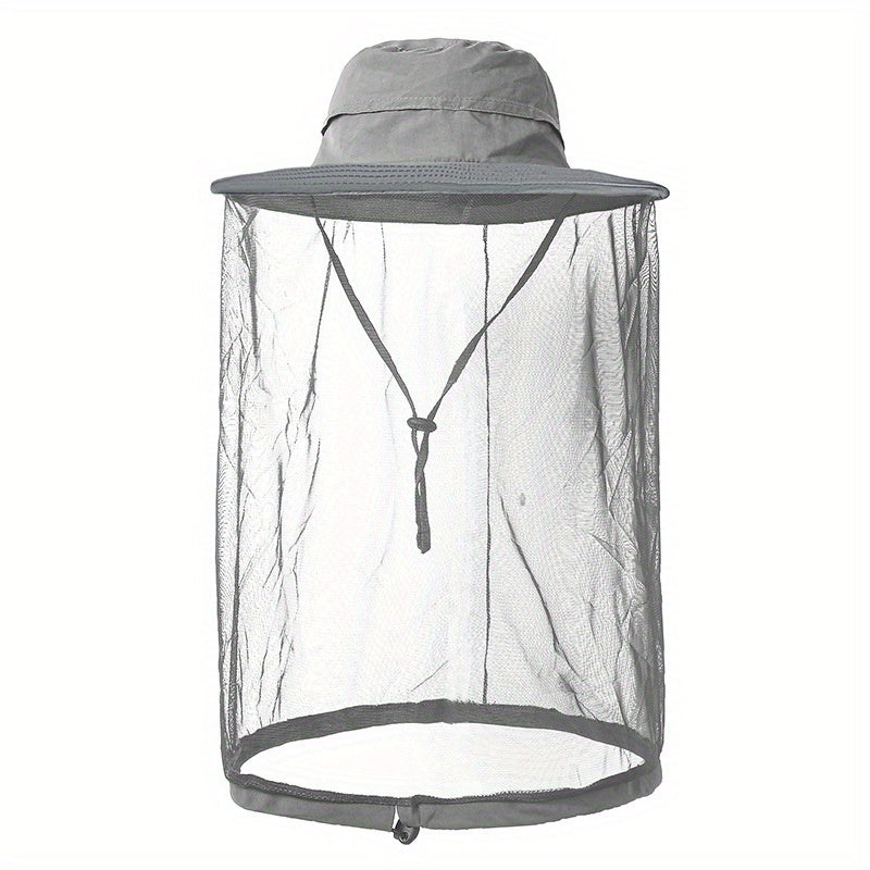 Outdoor Large Brim Sunshade Hat with Mesh Mask Protective Fishing Hat