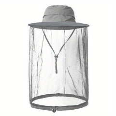 Outdoor Large Brim Sunshade Hat with Mesh Mask Protective Fishing Hat