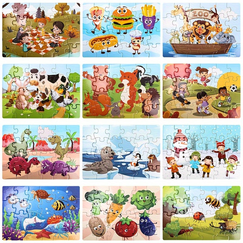 12 Boxes Cartoon Jigsaw Puzzle Insect Farm Animal Primary 24pcs