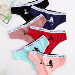 6pcs Cat Pattern Hipster Panties Women's Lingerie