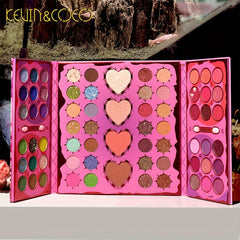 68 Colors Pearly Matte Eyeshadow Palette with Shimmer Flash Highlight Powder