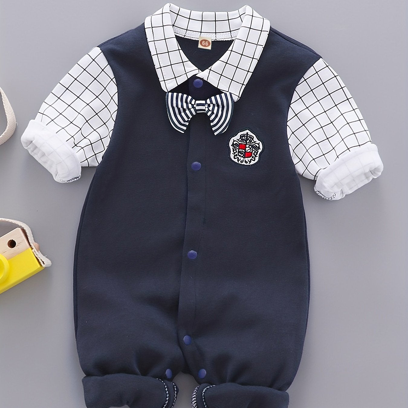 Plaid Gentleman Suit for Baby Boys Cotton Jumpsuit
