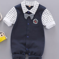 Plaid Gentleman Suit for Baby Boys Cotton Jumpsuit