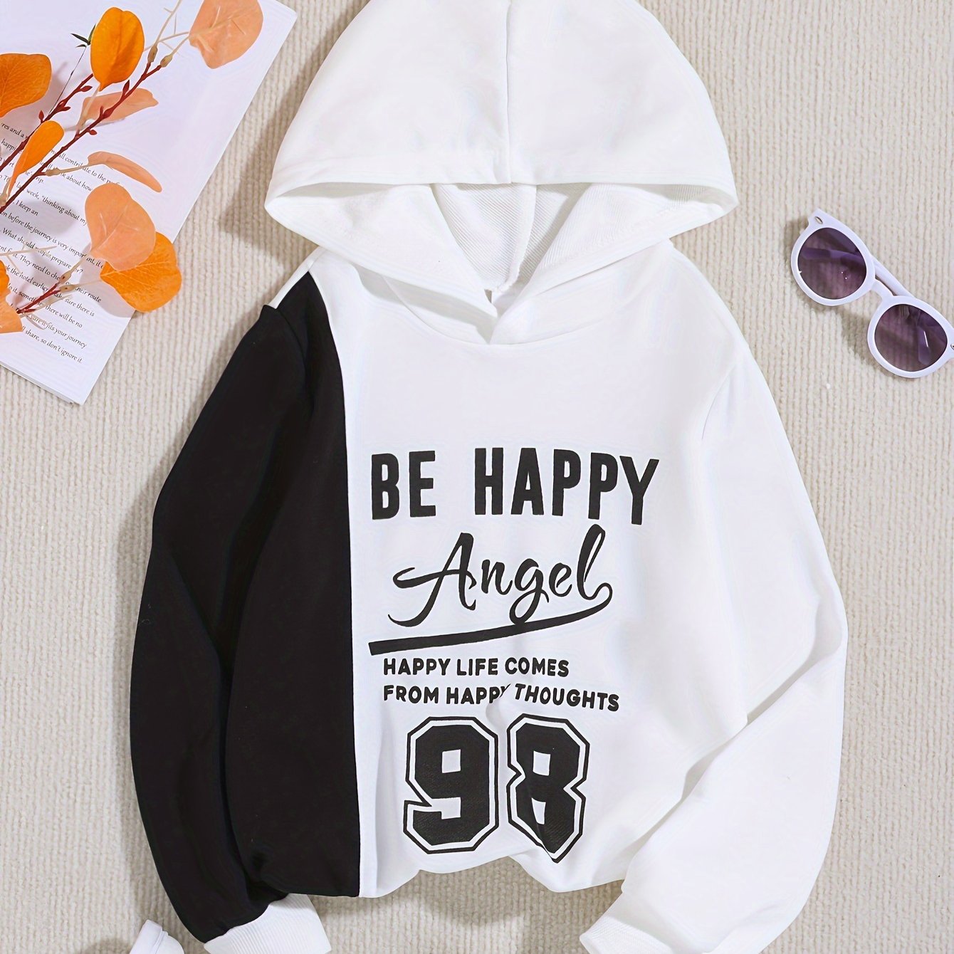 BE HAPPY Print Hoodies Girls Long Sleeve Pullover Kids Clothes Sports