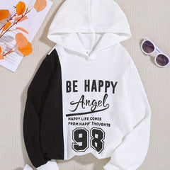 BE HAPPY Print Hoodies Girls Long Sleeve Pullover Kids Clothes Sports