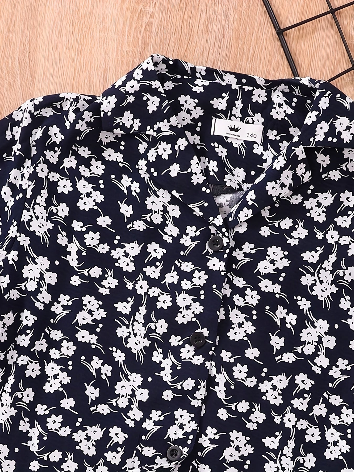 Floral Graphic Print Boys Top Short Sleeve Lapel Shirt Summer Clothes