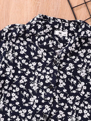 Floral Graphic Print Boys Top Short Sleeve Lapel Shirt Summer Clothes