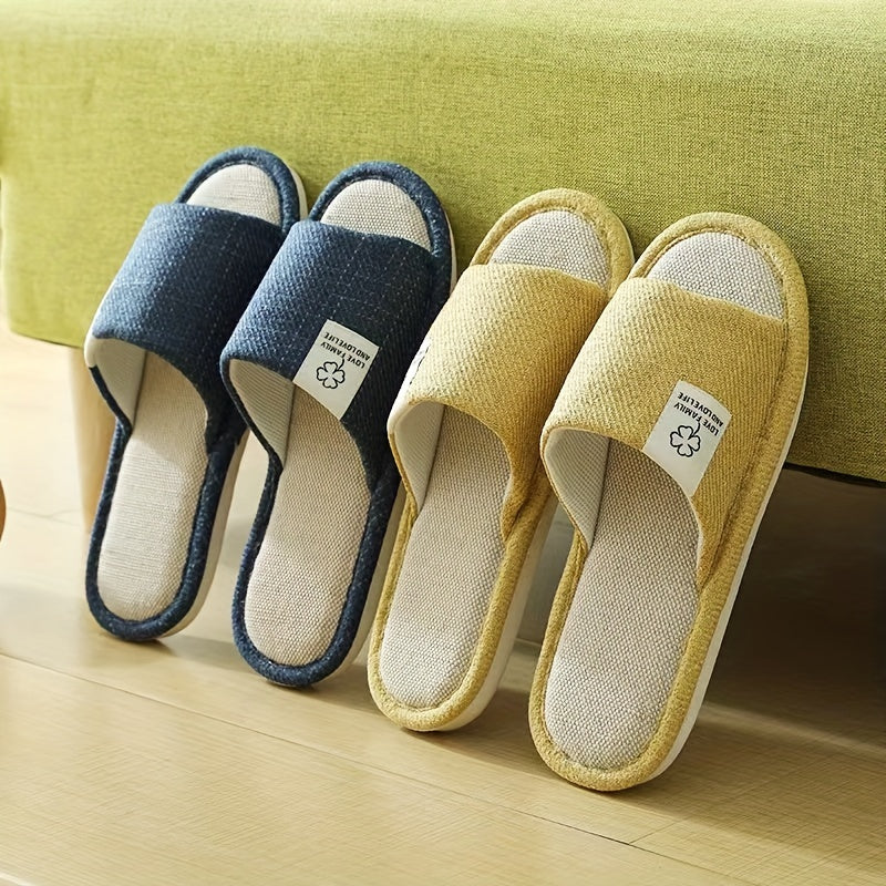 Men's Lightweight Flax Non Slip Open Toe Slides for Summer
