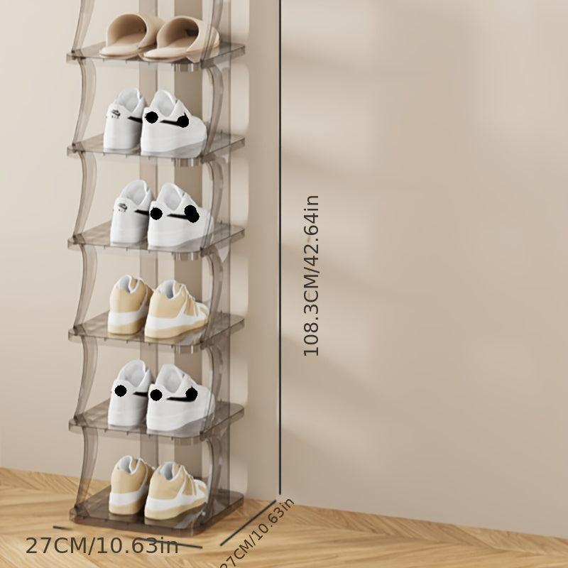 Clear Vertical Shoe Rack 8 Tiers Storage Organizer Space Saving
