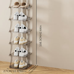 Clear Vertical Shoe Rack 8 Tiers Storage Organizer Space Saving