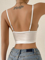 Deep V Cami Crop Top Slim Fit Backless Spaghetti Strap Top