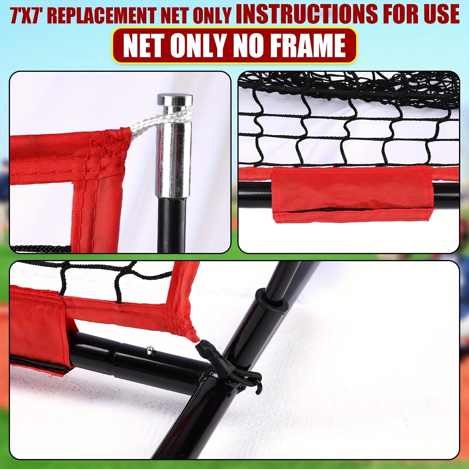7x7 Baseball Softball Replacement Net Double Stitched Seams Heavy Duty Knotless
