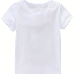 Girls Comfy Cotton Short Sleeve T-shirt Solid Tees Pullover Sports