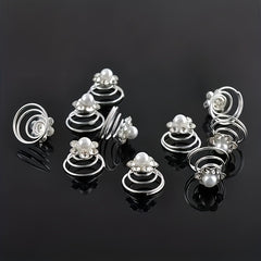 10pcs Rhinestone Plum Blossom Hair Spiral Clip Butterfly Headwear