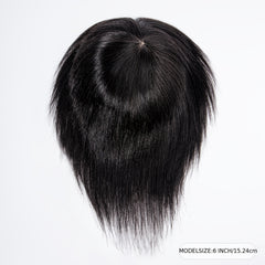Men's Clip In Hairpiece 14x19 Straight Hair Topper with Bangs
