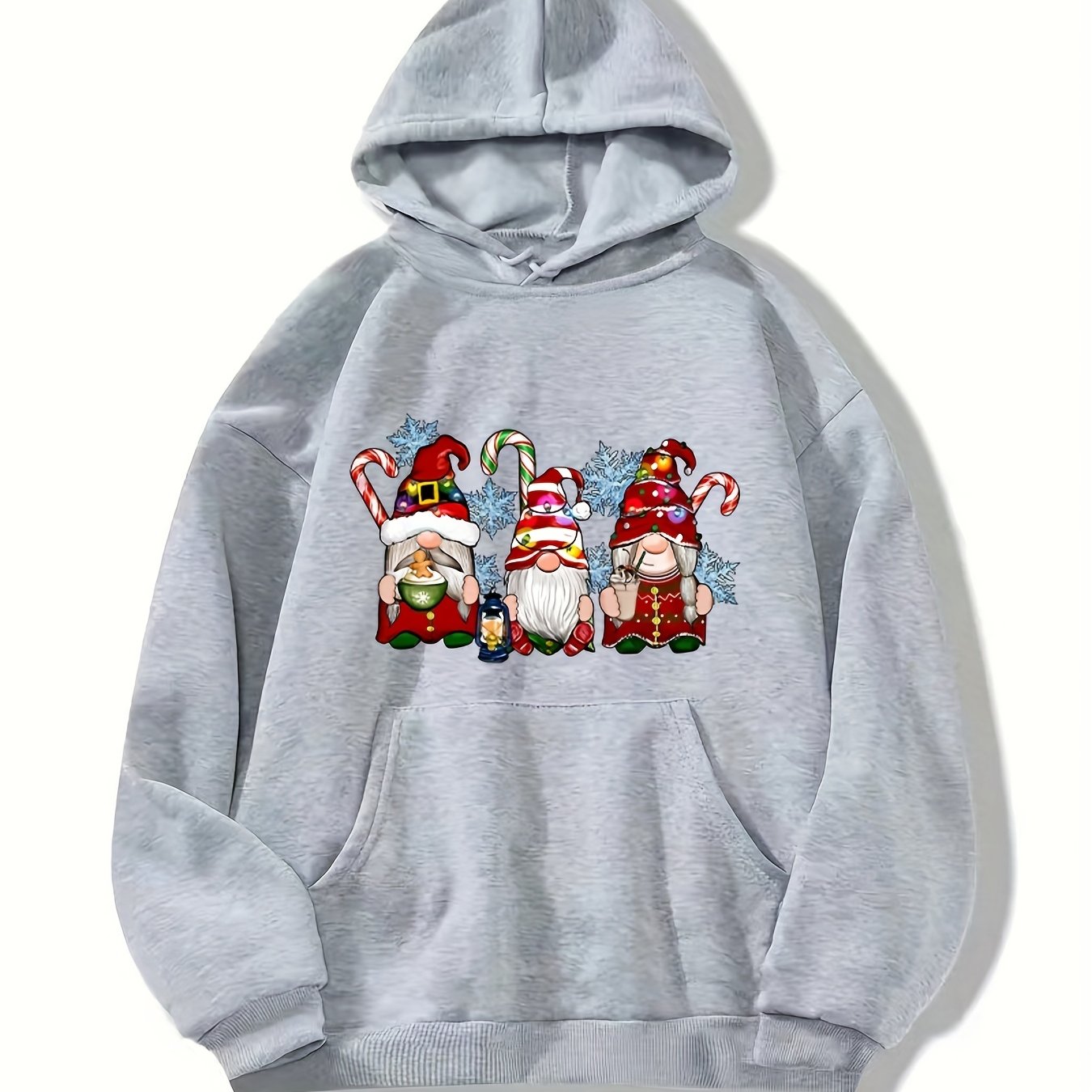 Christmas Gnomes Print Hoodie Casual Sweatshirt