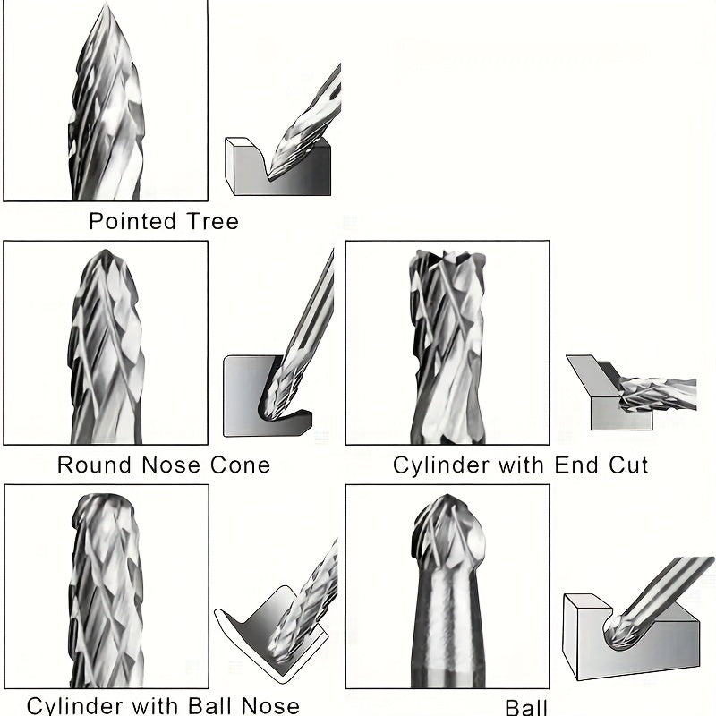 10pcs Tungsten Carbide Grinding Bits Set Deburring Bits for Rotary Tools