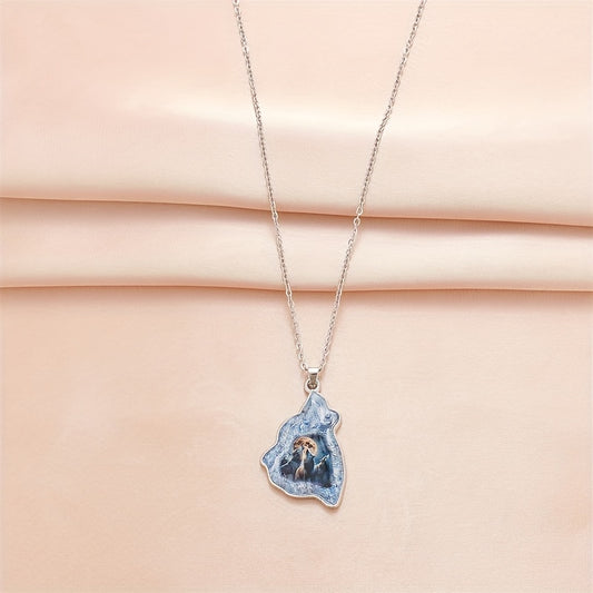 Crystal Pendant Necklace Goth Forest Ghost Wolf Punk Animal