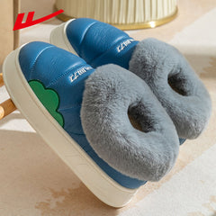HUILI Men's Warm Fleece Casual Slippers Platform House Shoes Winter