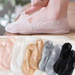 5 Pairs Floral Lace Ankle Socks Breathable Stockings