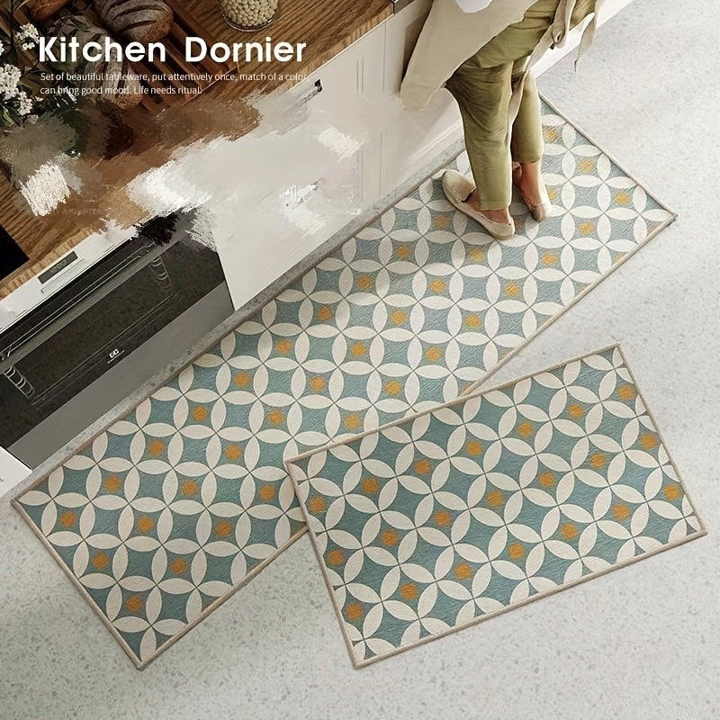 Geometric Kitchen Mat Stain Resistant Anti Slip Hallway Carpet