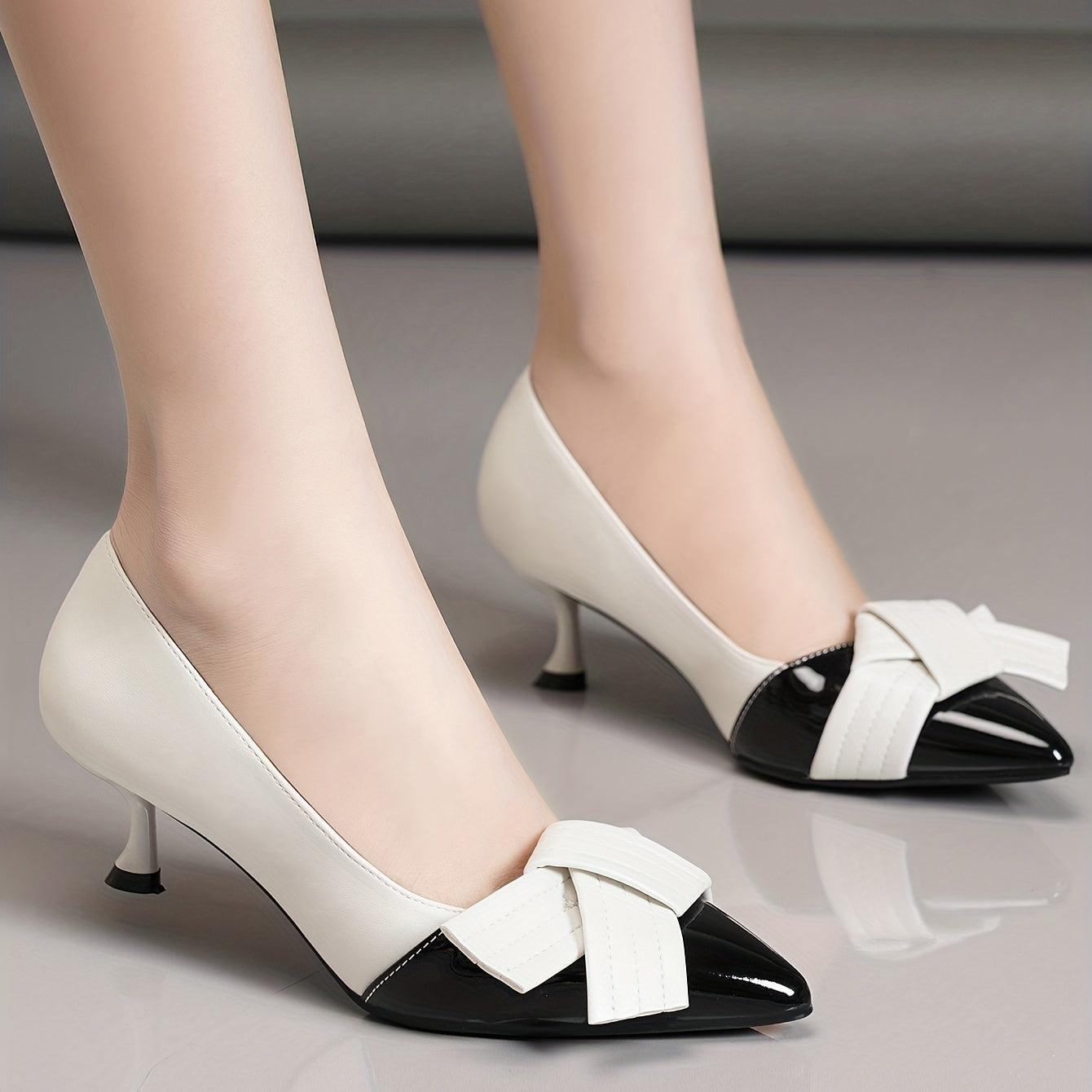 Bowknot Stiletto Heels Point Toe Dress Pumps