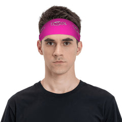 Unisex Sports Headband Sweat Wicking Stretchy Pink BRZ Print