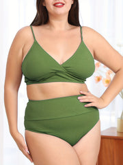 Ribbed Wrap Top & High Panty Bikini Set